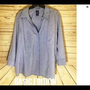 Basic Editions Blue Stripes Top Size 3X